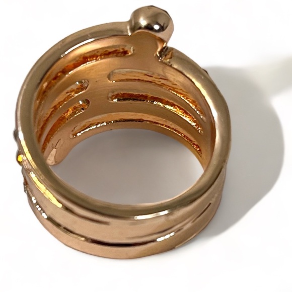 ❤️ Rose Gold Tone Faux Garnet Stacked Ring - Picture 4 of 5